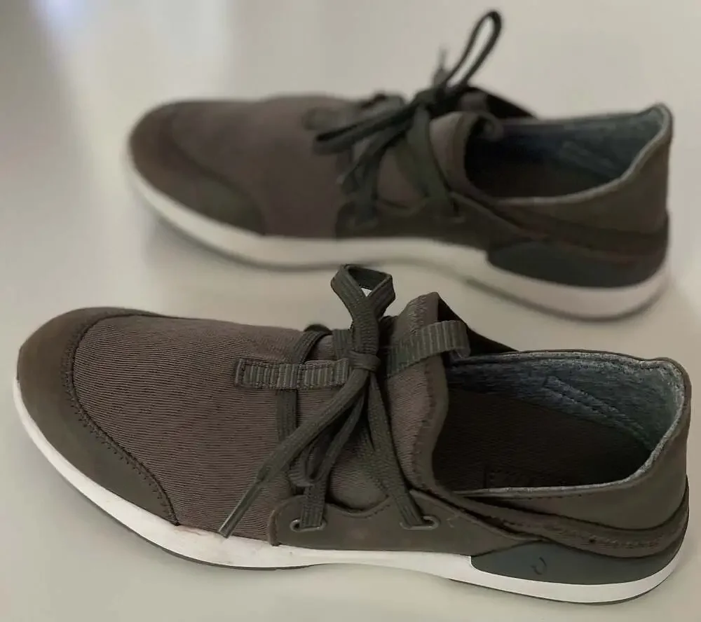 OluKai Pehuea Li Women’s Shoes Size 7W Olive Green Mesh Slip On Sneakers